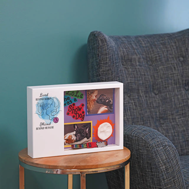 Shadowbox Pet Urn Loved Beyond Cat Blue