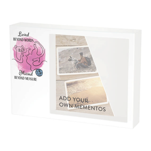 Shadowbox Pet Urn Loved Beyond Cat Pink