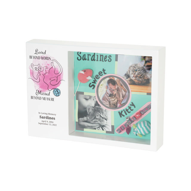 Shadowbox Pet Urn Loved Beyond Cat Pink