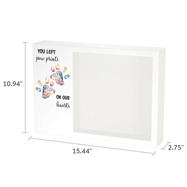 Shadowbox Pet Urn Paw Prints Rainbow