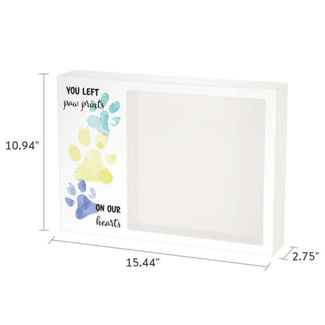 Shadowbox Pet Urn Paw Prints Teal