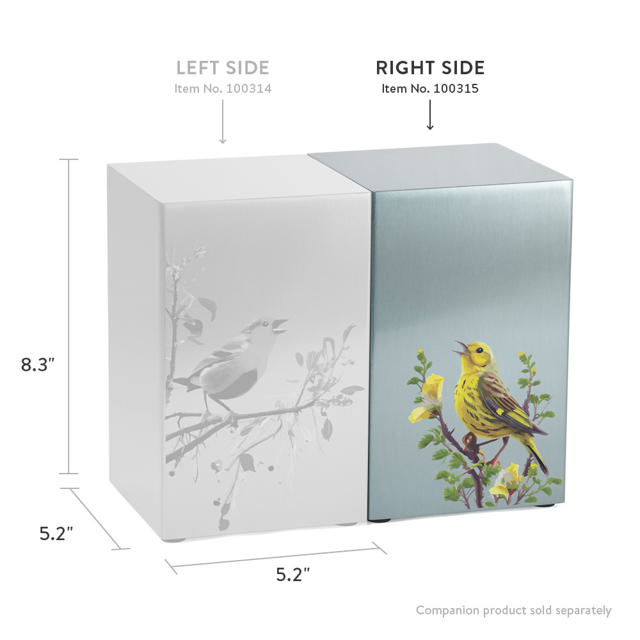 Life Canvas Birds Pewter, Companion Urn Right Side