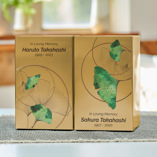 Life Canvas Ginkgo Bronze, Companion Urn Left Side