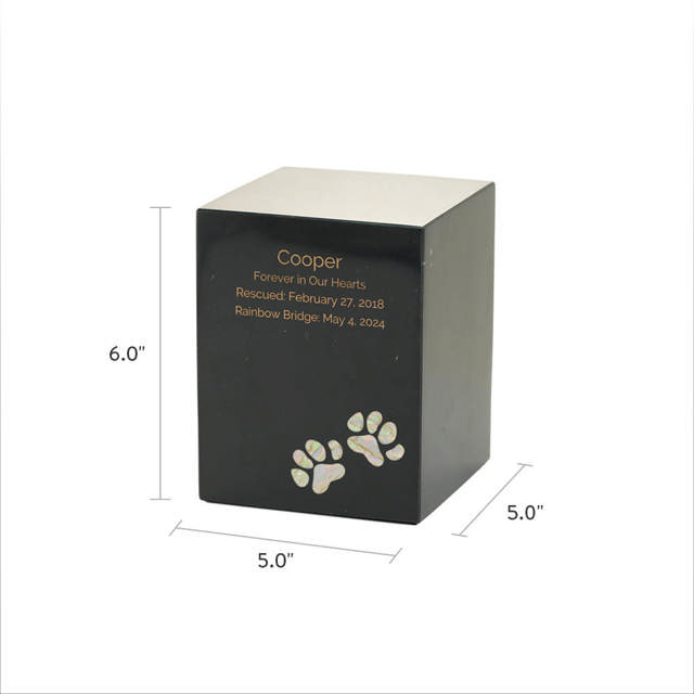 Monumental Memorials Pet Paws Pearl Inlay, Black