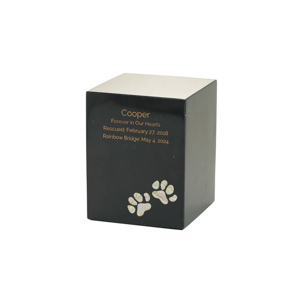 Monumental Memorials Pet Paws Pearl Inlay, Black