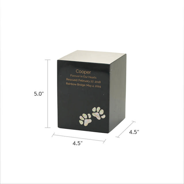 Monumental Memorials Pet Paws Pearl Inlay, Black