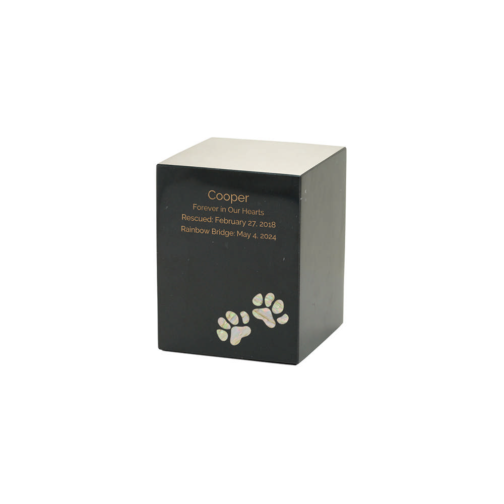 Monumental Memorials Pet Paws Pearl Inlay, Black