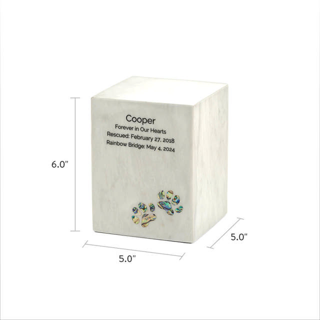 Monumental Memorials Pet Paws Blue Inlay, White