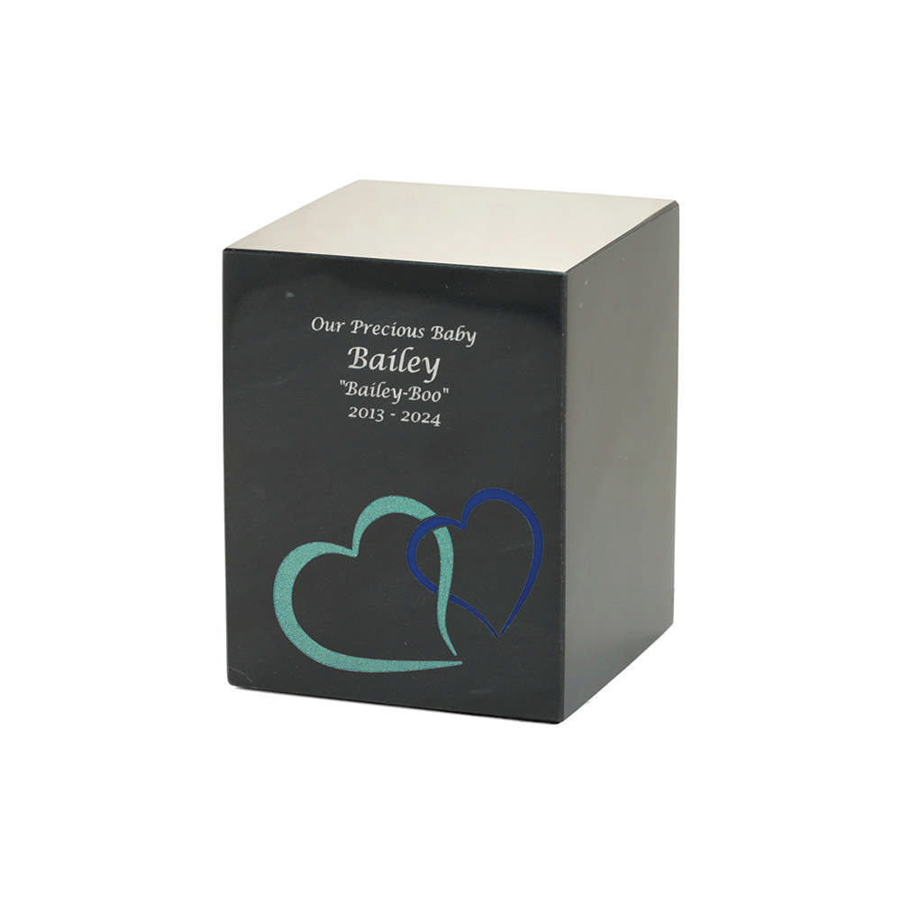 Monumental Memorials Pet Hearts Blue, Black