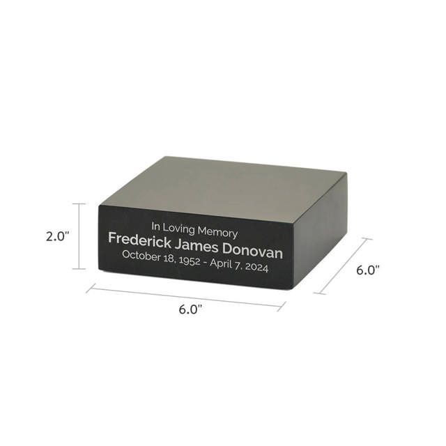 Black Marble Base, Silver Engraving