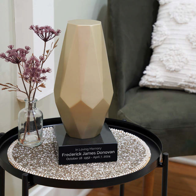 Black Marble Base, Silver Engraving