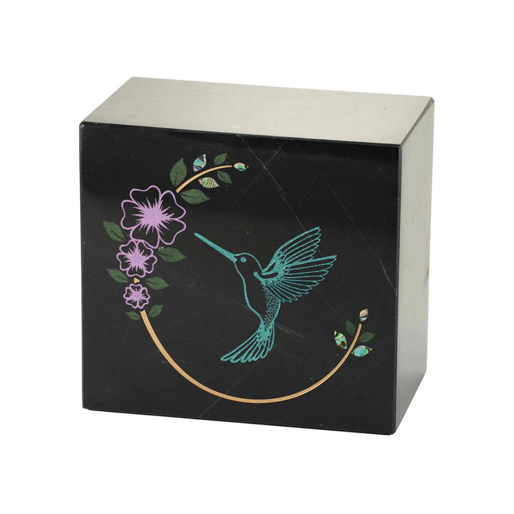Monumental Memorials Hummingbird Teal Black