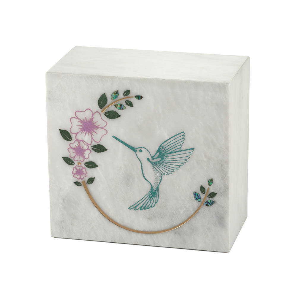 Monumental Memorials Hummingbird Teal White
