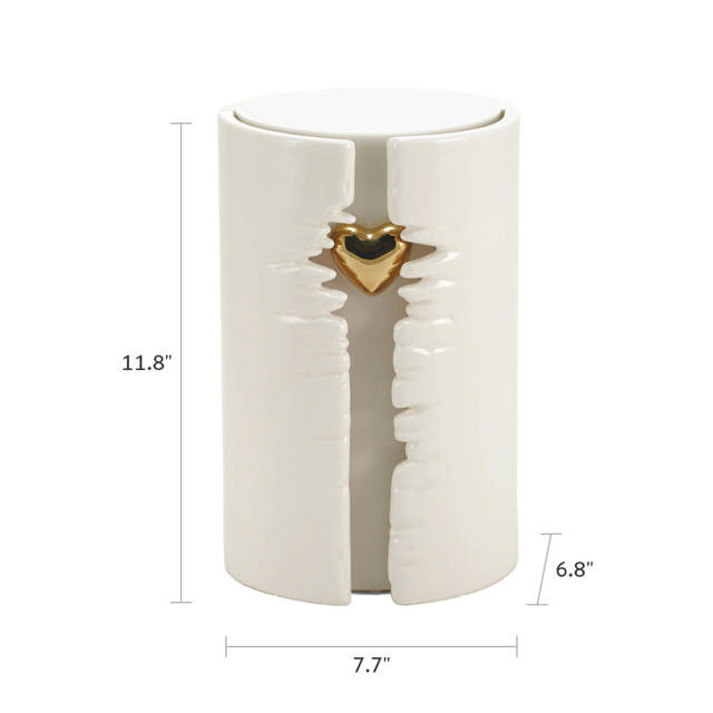 Heart Column White, Full Size Urn