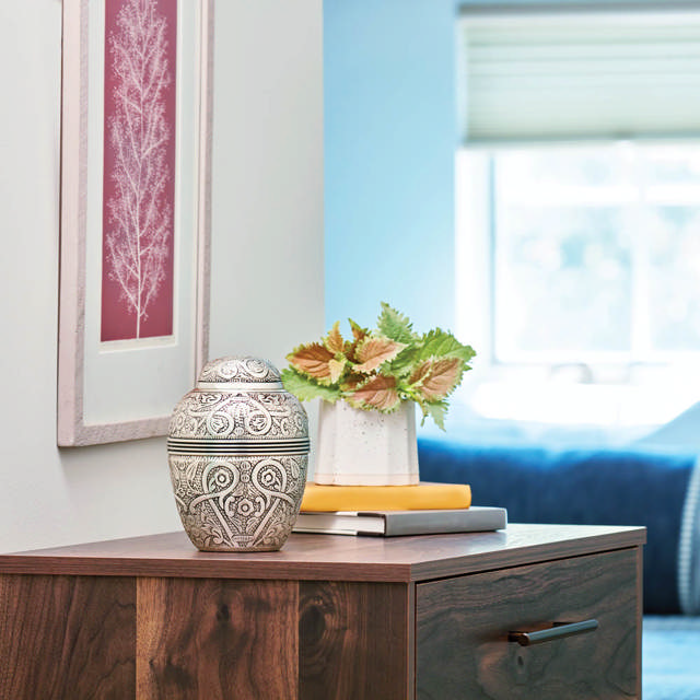 Silver Embossed, Extra Small Urn