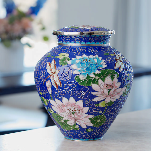 Filigree™ Cloisonné Lily Dragonfly, Full Size Urn