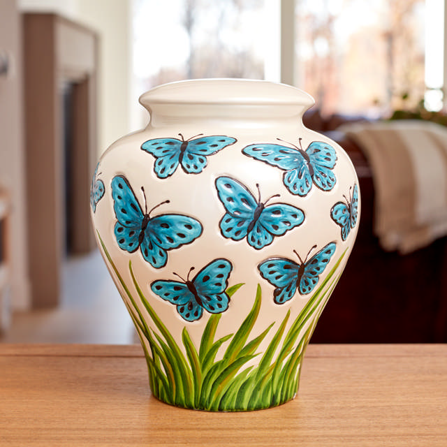 Blue Butterflies, Full Size Urn