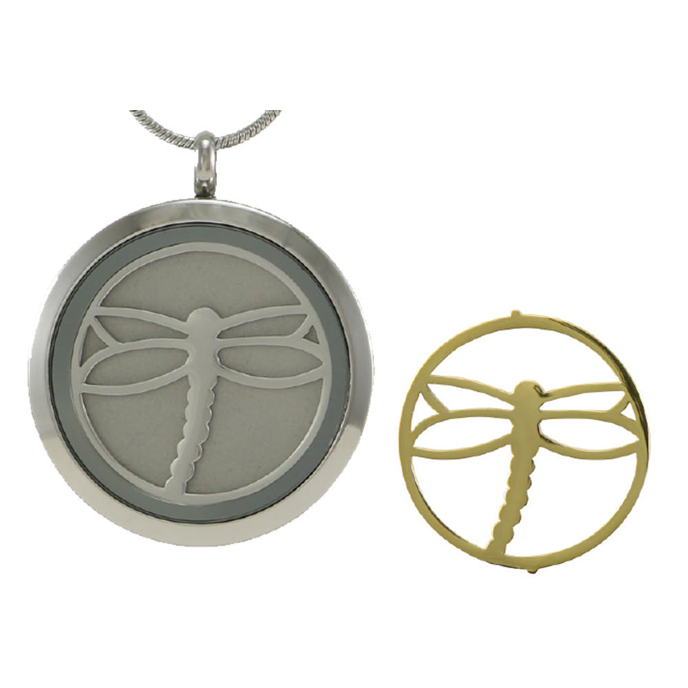 Pewter Round Hinged Dragonfly Pendant