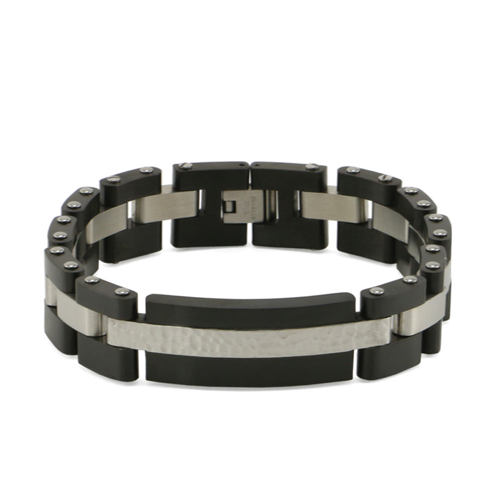 Onyx/Pewter Cable Link Bracelet