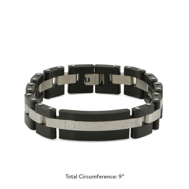 Onyx/Pewter Cable Link Bracelet