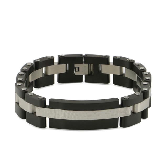 Onyx/Pewter Cable Link Bracelet