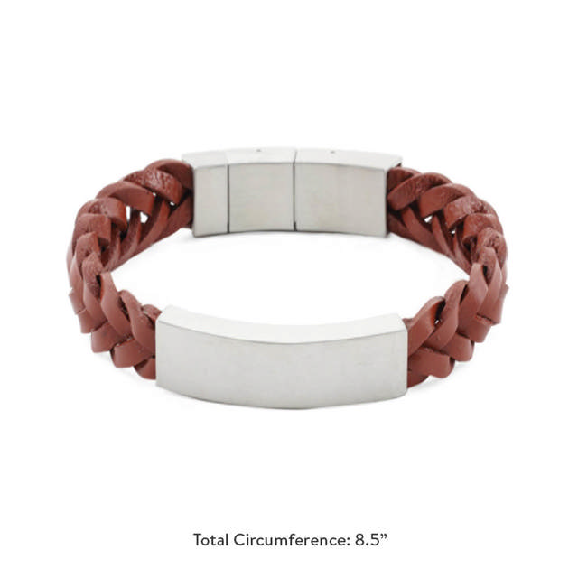 Pewter/Brown Braided Leather Bracelet