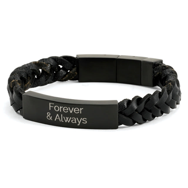 Onyx/Black Braided Leather Bracelet