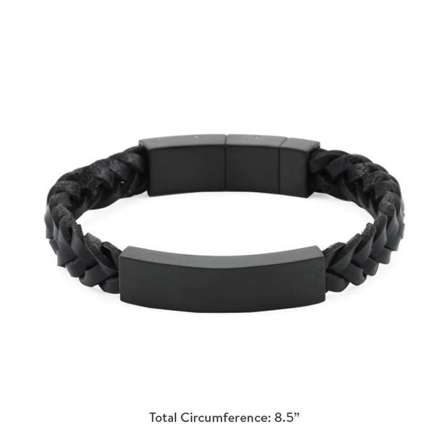 Onyx/Black Braided Leather Bracelet