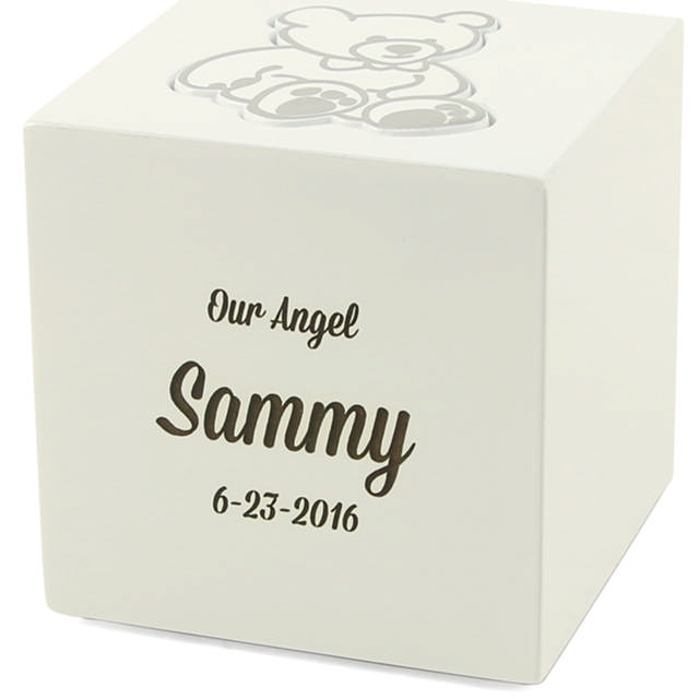 Teddy Bear Petite Urn, White